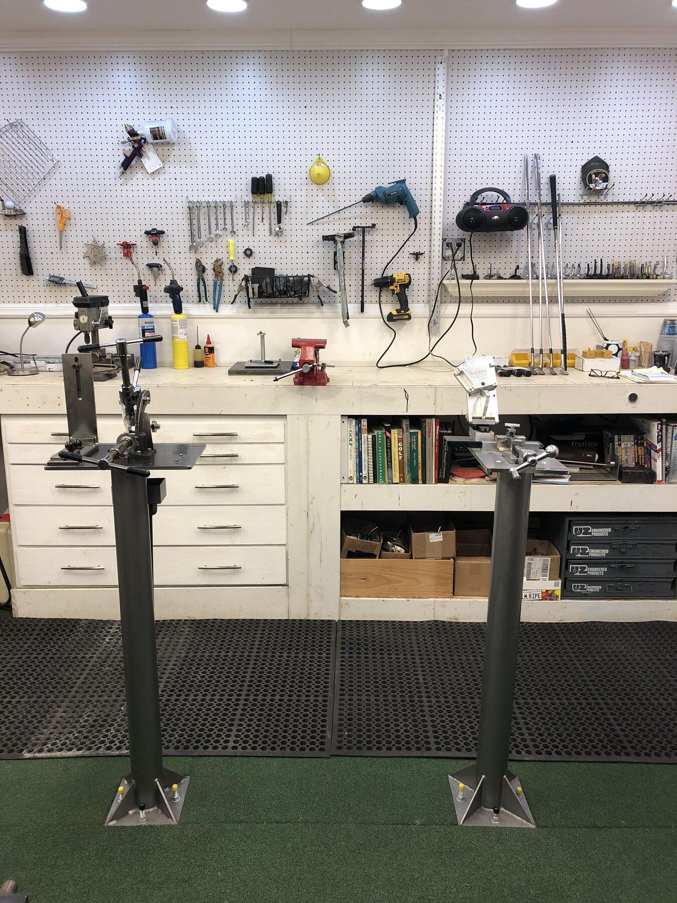 Refinishing tools and clubs in the Flanigan Bilt shop